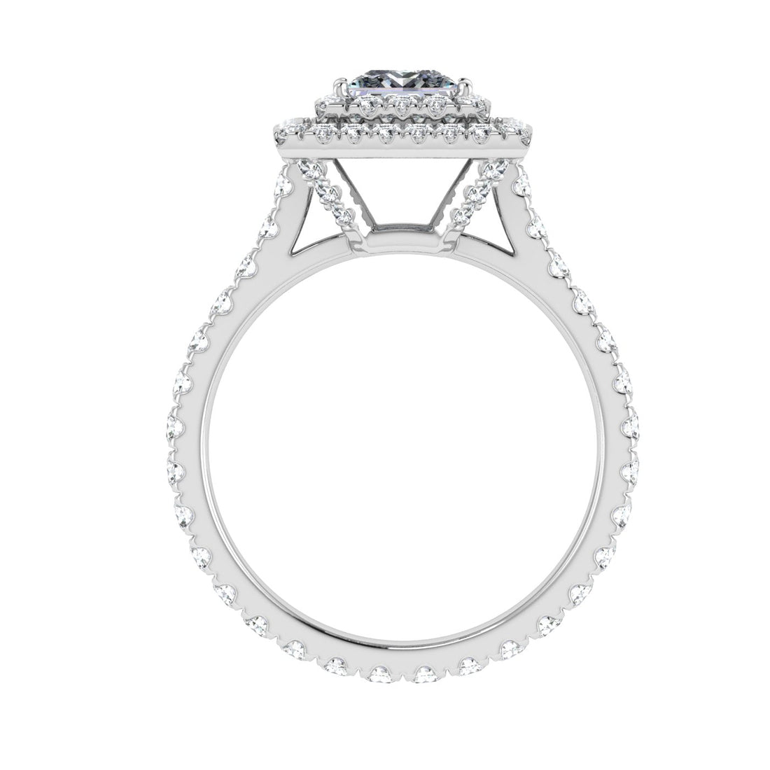 Muse Princess Cut Halo Moissanite Engagement Ring White Gold