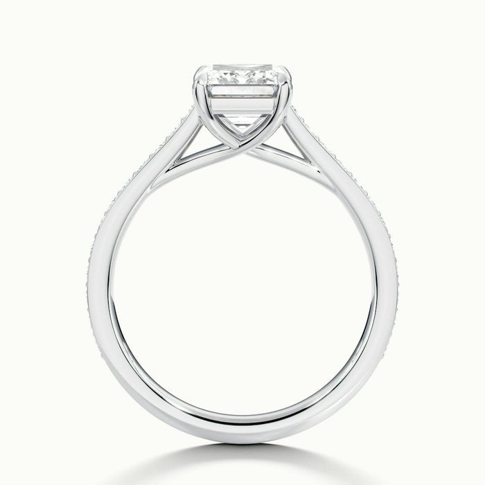 Mystic Emerald Temple Pavé Moissanite Engagement Ring