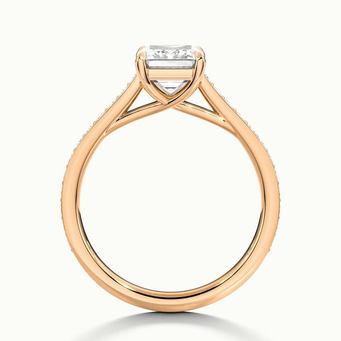 Mystic Emerald Temple Pavé Moissanite Engagement Ring