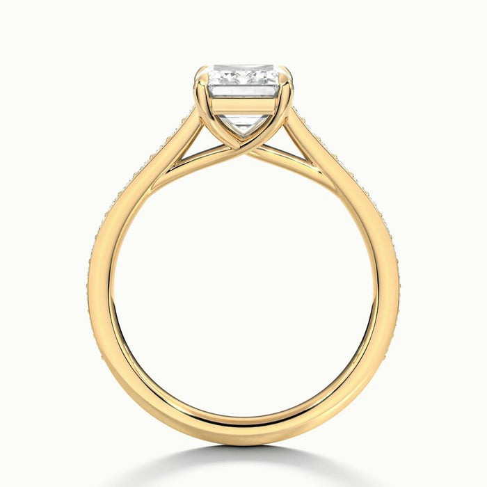 Mystic Emerald Temple Pavé Moissanite Engagement Ring