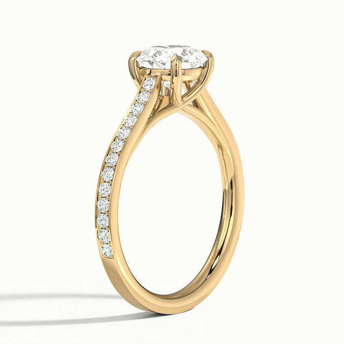 Mystic Round Temple Pavé Moissanite Engagement Ring