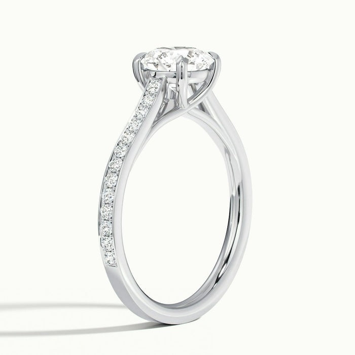 Mystic Round Temple Pavé Moissanite Engagement Ring
