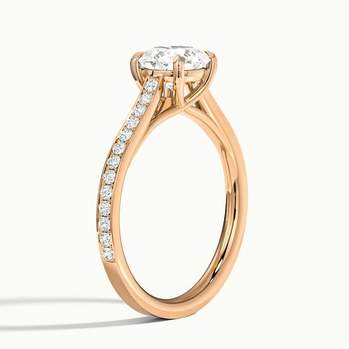 Mystic Round Temple Pavé Moissanite Engagement Ring