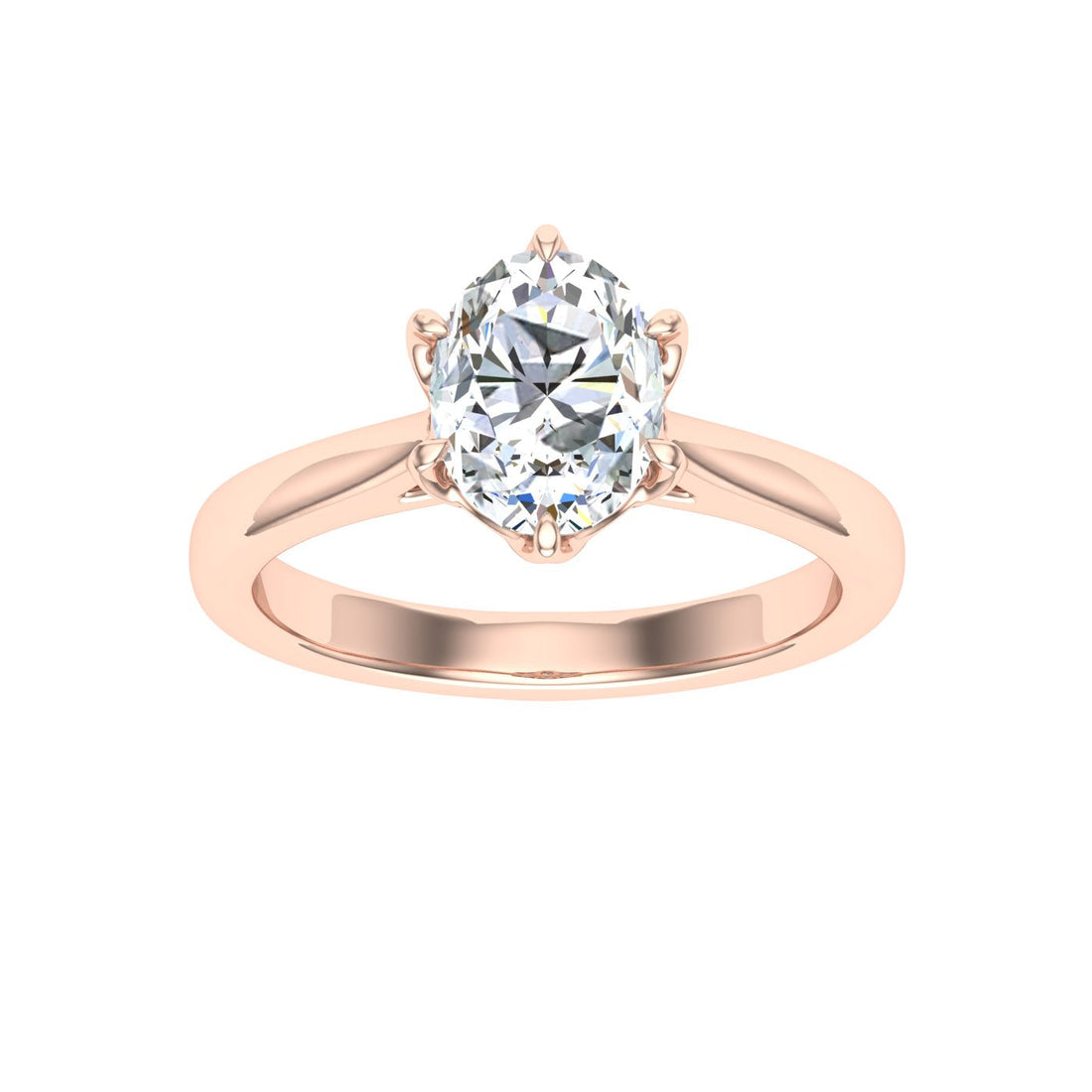 Nightscape Oval Cut Solitaire Moissanite Engagement Ring Rose Gold