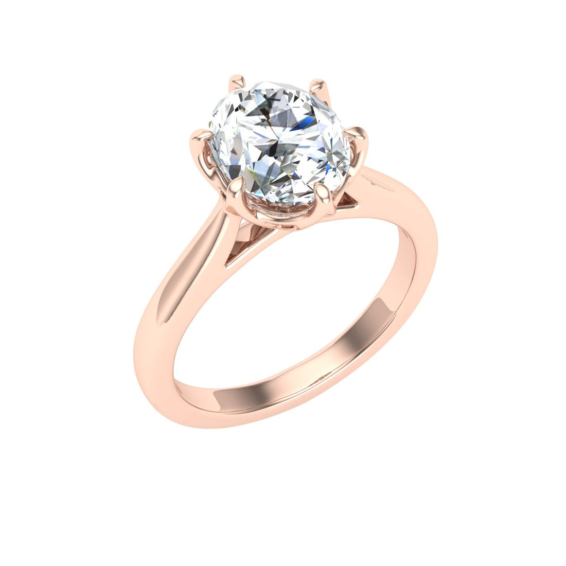 Nightscape Oval Cut Solitaire Moissanite Engagement Ring Rose Gold