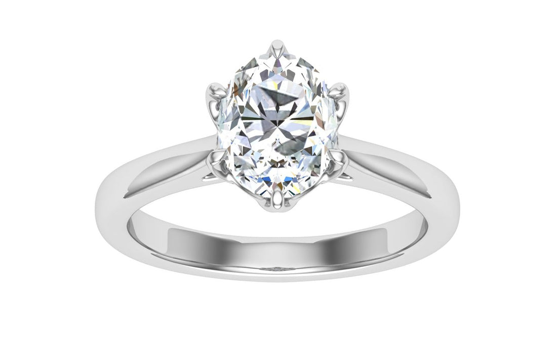 Nightscape Oval Cut Solitaire Moissanite Engagement Ring White Gold