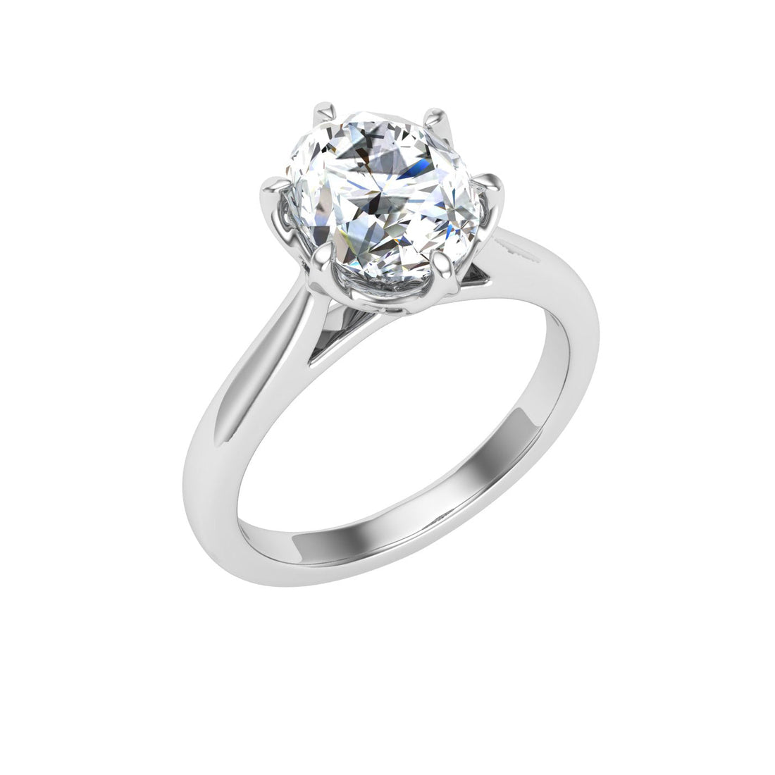 Nightscape Oval Cut Solitaire Moissanite Engagement Ring White Gold