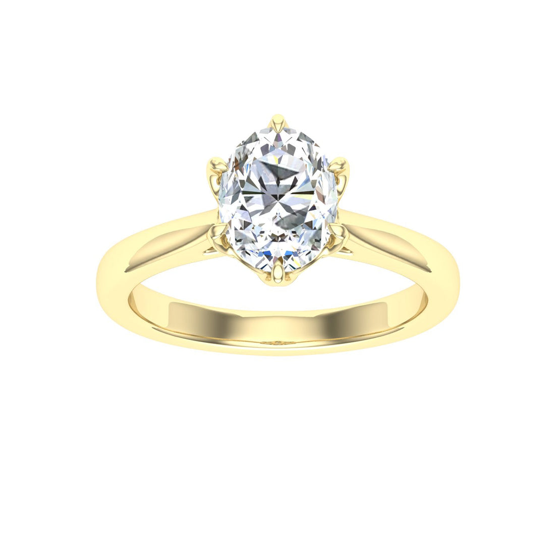 Nightscape Oval Cut Solitaire Moissanite Engagement Ring Yellow Gold