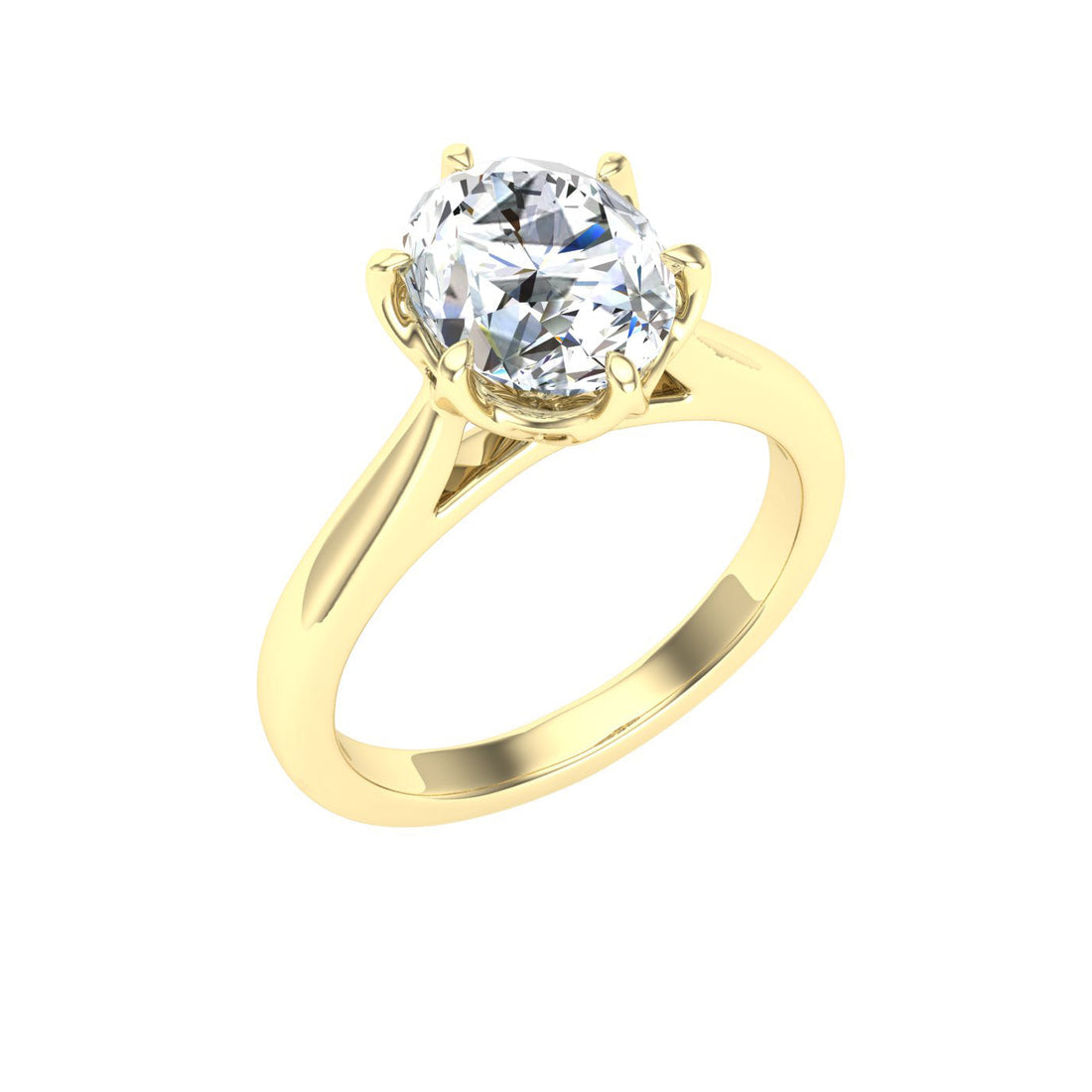 Nightscape Oval Cut Solitaire Moissanite Engagement Ring Yellow Gold