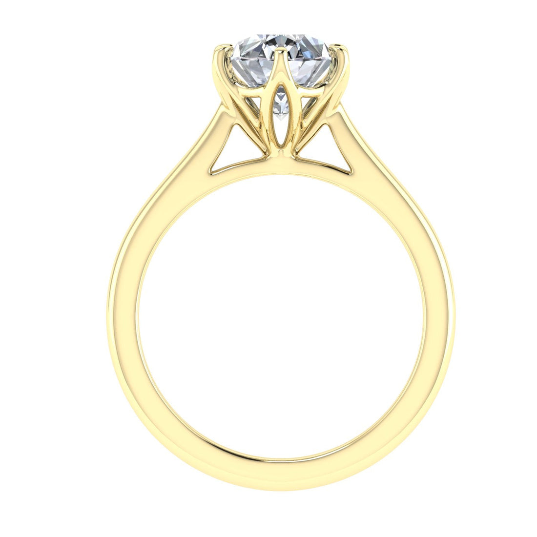 Nightscape Oval Cut Solitaire Moissanite Engagement Ring Yellow Gold