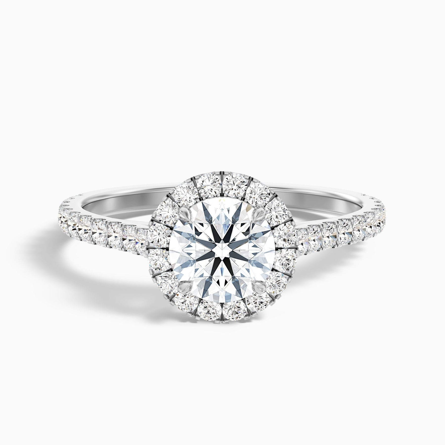 Noble 1 Carat Round Halo Pave Lab Grown Engagement Ring in 10k White Gold