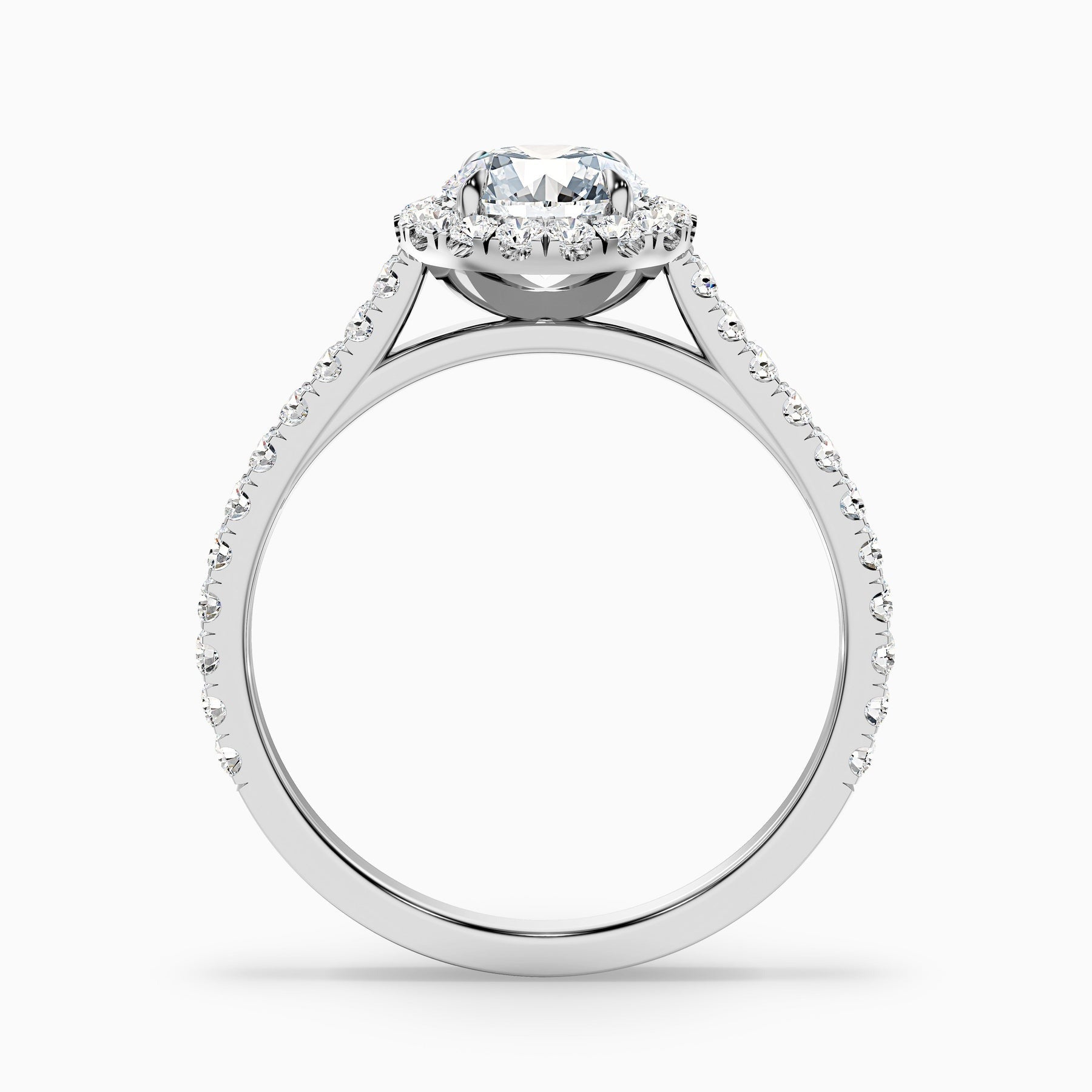 Noble 1 Carat Round Halo Pave Lab Grown Engagement Ring in 10k White Gold