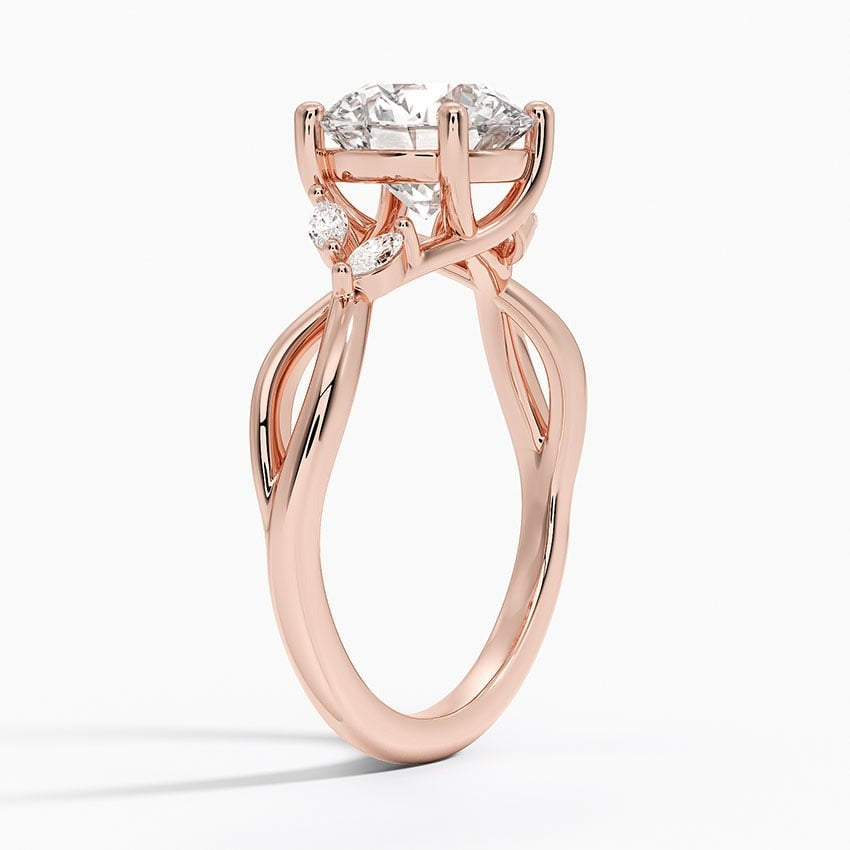 Oasis 4-Prong Round Moissanite Engagement Ring Rose Gold