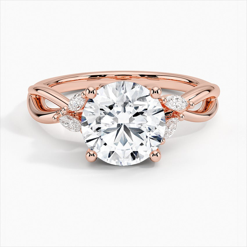 Oasis 4-Prong Round Moissanite Engagement Ring Rose Gold