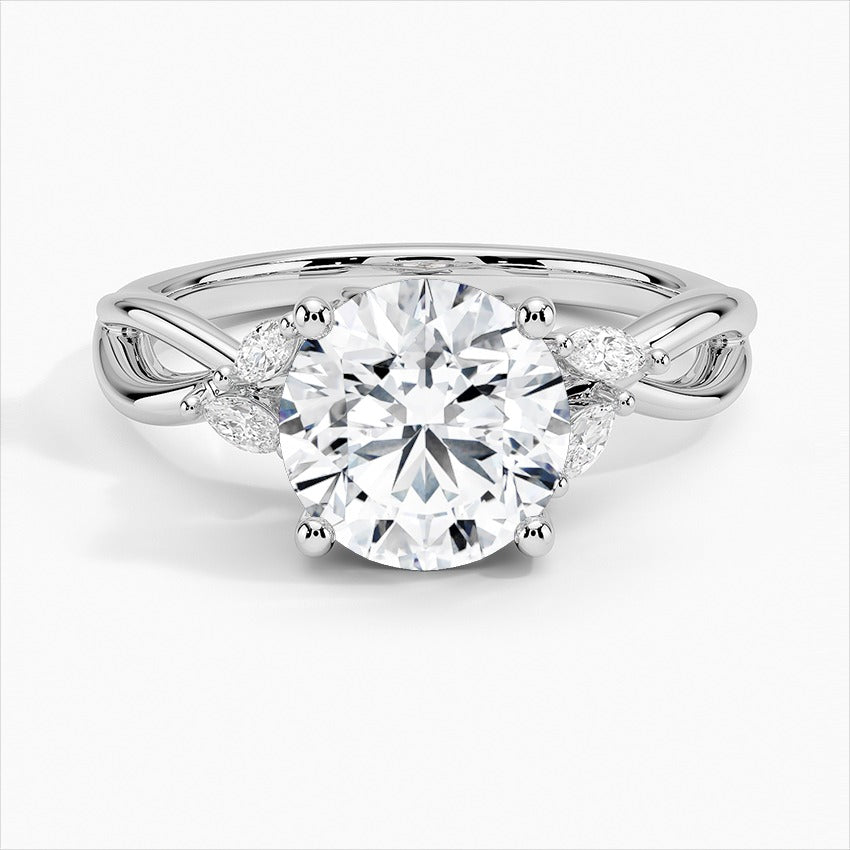 Oasis 4-Prong Round Moissanite Engagement Ring White Gold