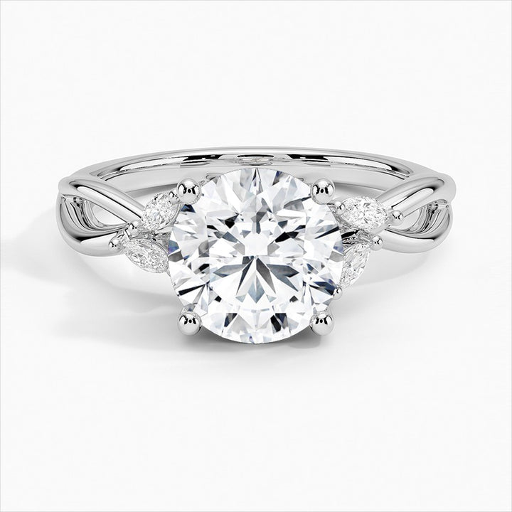 Oasis 4-Prong Round Moissanite Engagement Ring White Gold