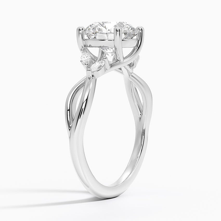 Oasis 4-Prong Round Moissanite Engagement Ring White Gold