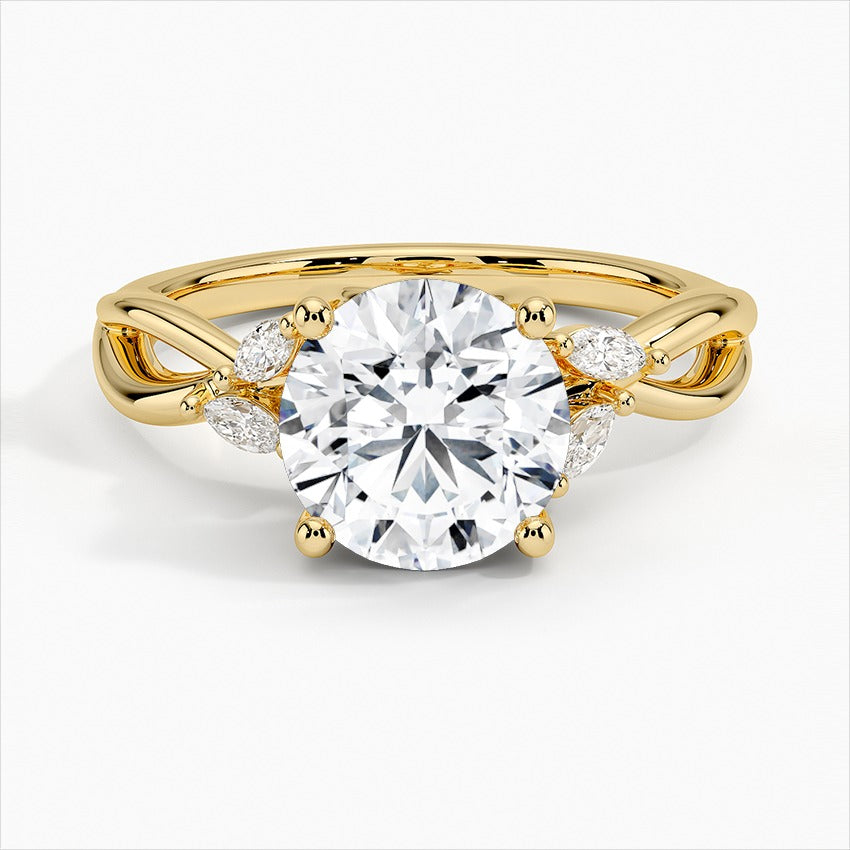 Oasis 4-Prong Round Moissanite Engagement Ring Yellow Gold