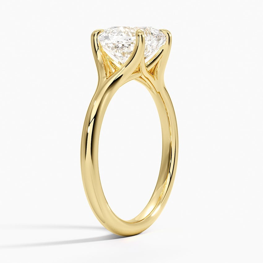 Oath Round Shape Solitaire Moissanite Engagement Ring Yellow Gold