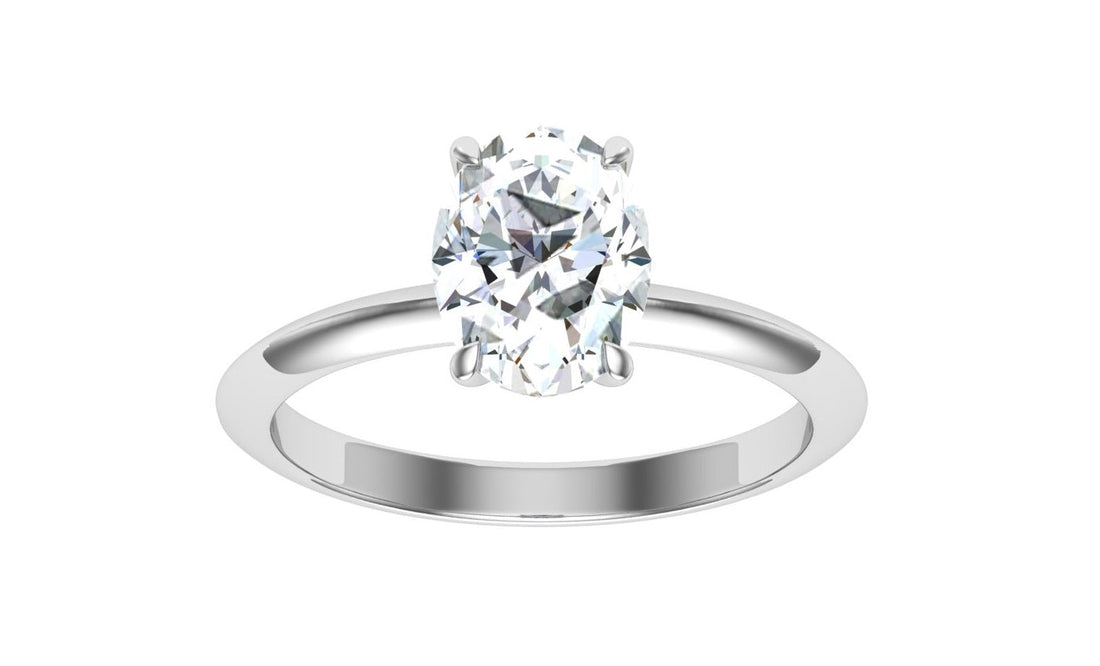 Obsession Oval Cut Solitaire Moissanite Engagement Ring White Gold