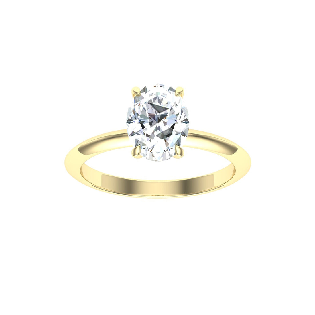 Obsession Oval Cut Solitaire Moissanite Engagement Ring Yellow Gold