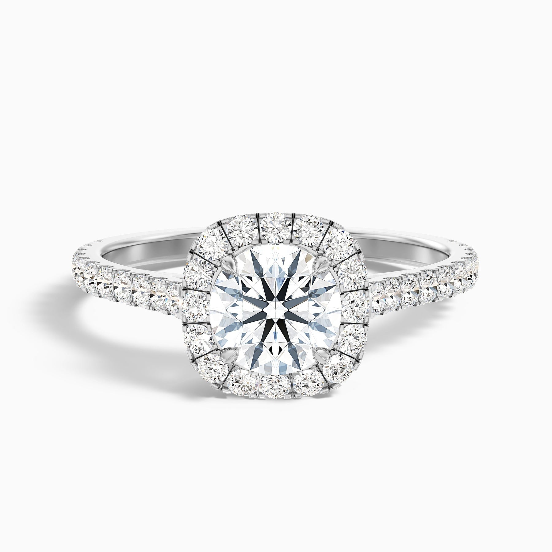 Oceanic 1 Carat Round Halo Pave Lab Grown Engagement Ring in 10k White Gold