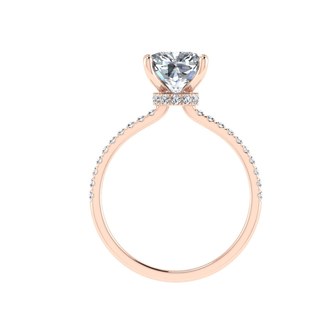 Odyssey Cushion Cut Hidden Halo Moissanite Engagement Ring Rose Gold