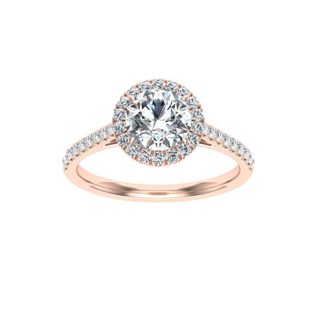 Onyx Round Cut Halo Moissanite Engagement Ring Rose Gold