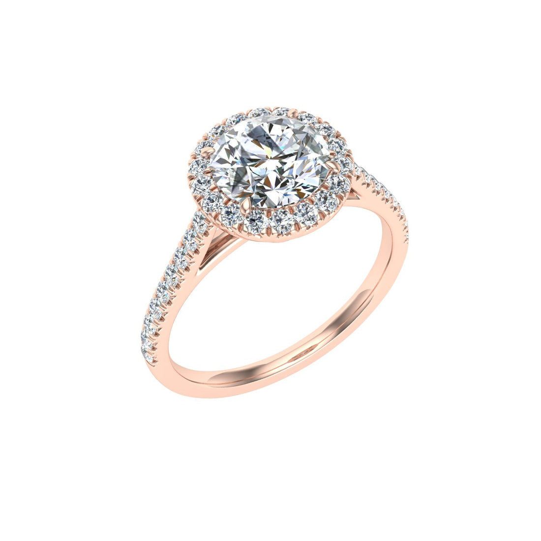 Onyx Round Cut Halo Moissanite Engagement Ring Rose Gold