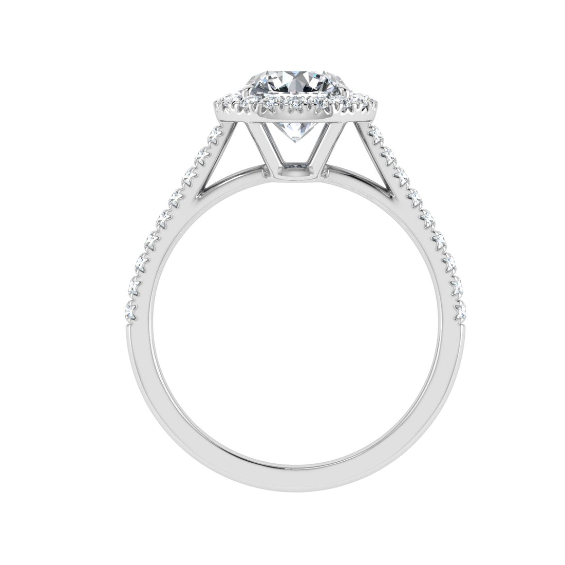 Onyx Round Cut Halo Moissanite Engagement Ring White Gold