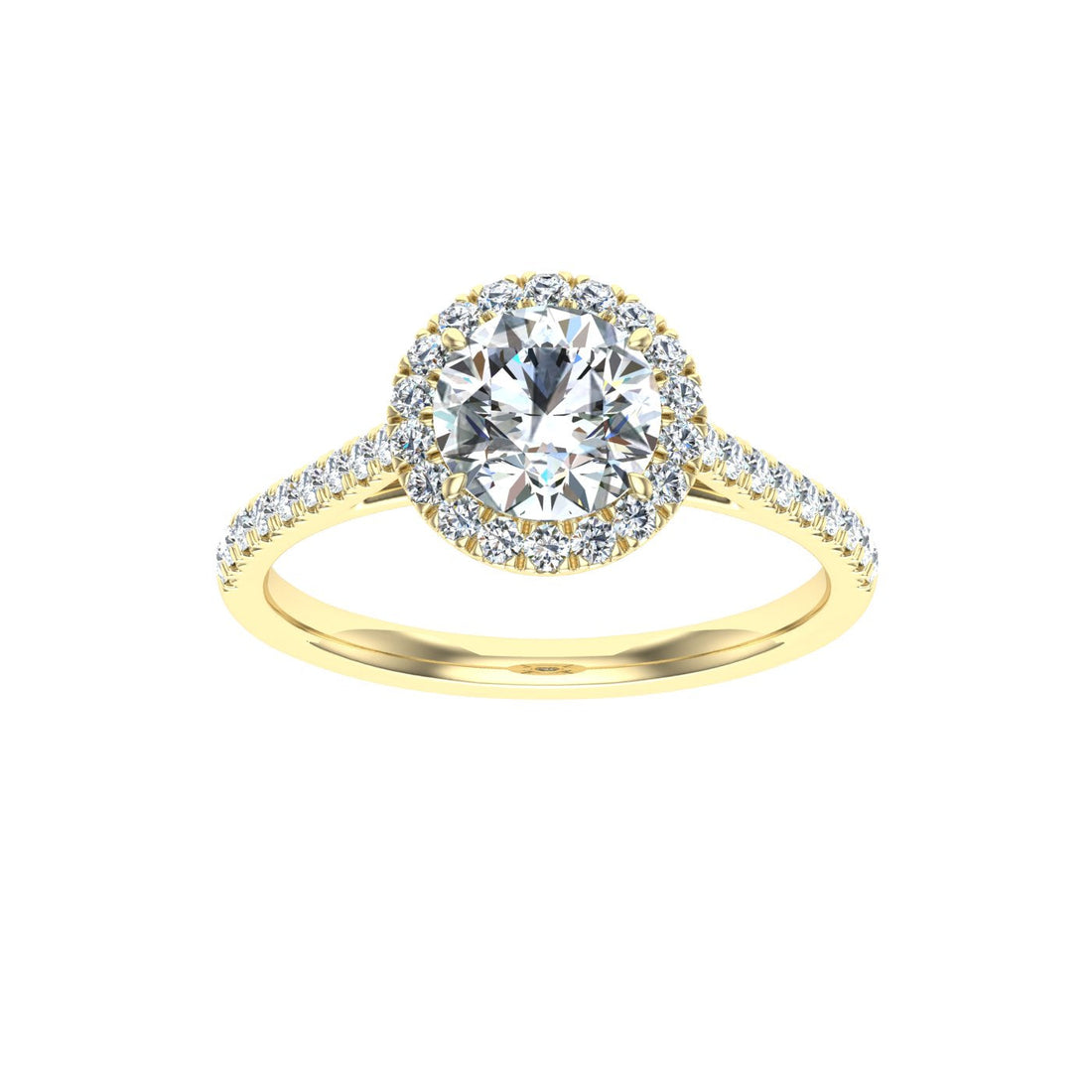 Onyx Round Cut Halo Moissanite Engagement Ring Yellow Gold