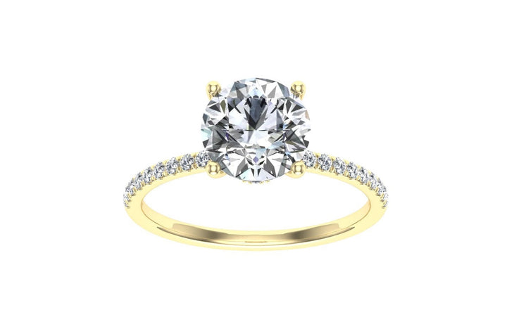 Opal Hidden Halo 3 Carat Round Cut Moissanite Ring in 18K Rose Gold