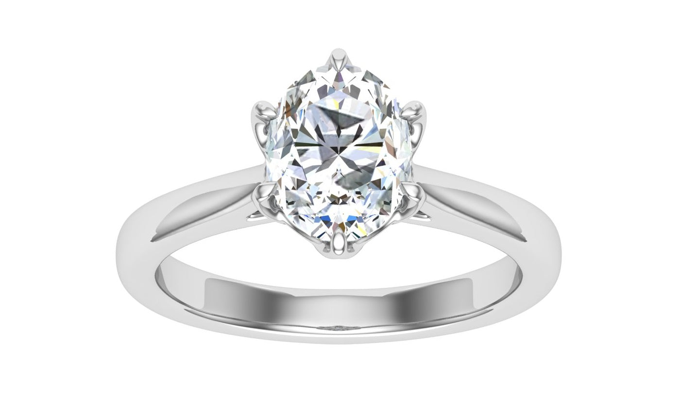 Opaline Oval Cut Solitaire Moissanite Engagement Ring White Gold
