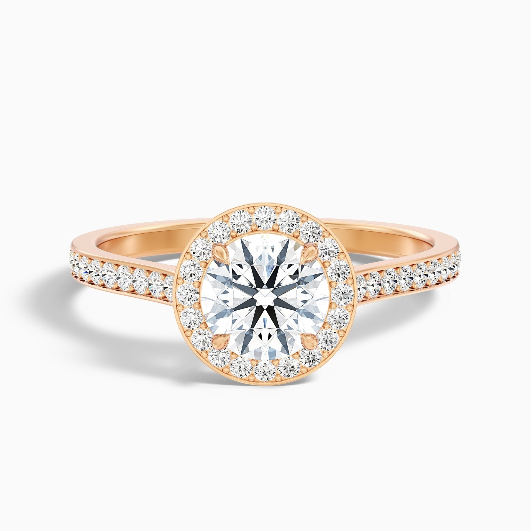 Opalite 1 Carat Round Halo Pave Lab Grown Diamond Ring in 10k Rose Gold