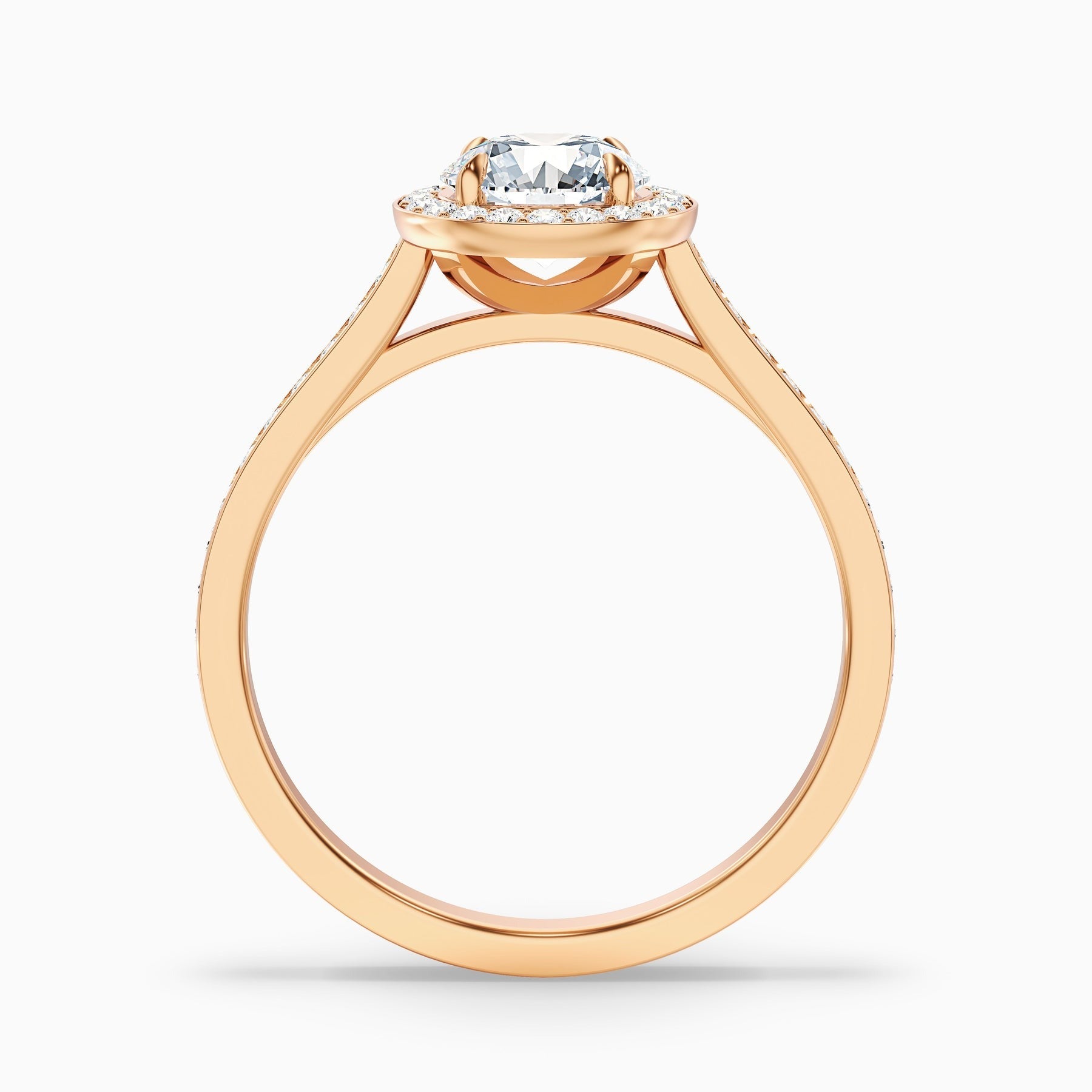 Opalite 1 Carat Round Halo Pave Lab Grown Diamond Ring in 10k Rose Gold