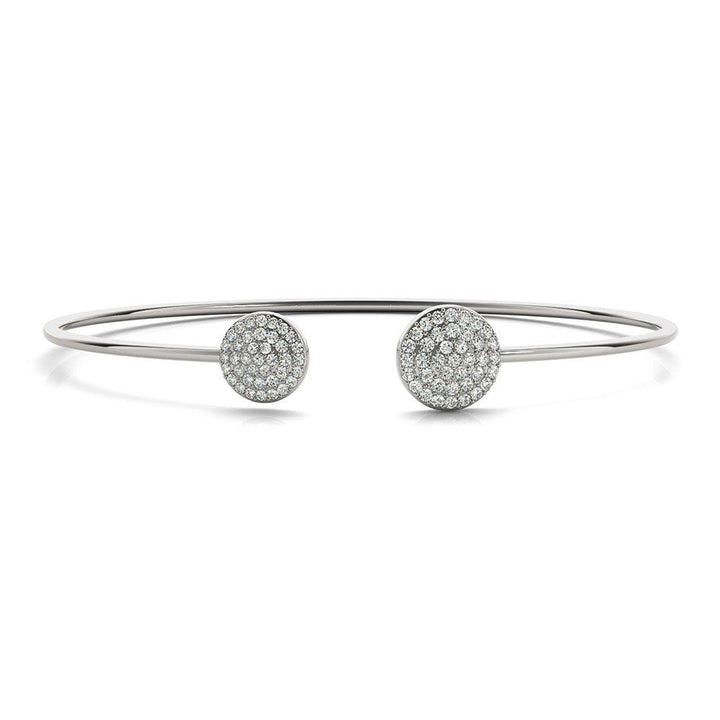 Open Cuff Round Moissanite Bangle White Gold