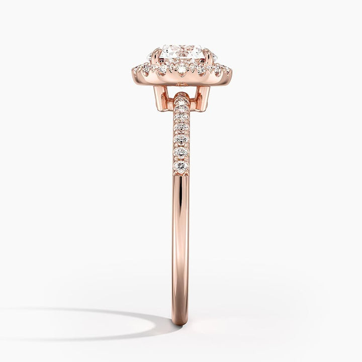 Opulence Princess Cut Halo Moissanite Engagement Ring Rose Gold