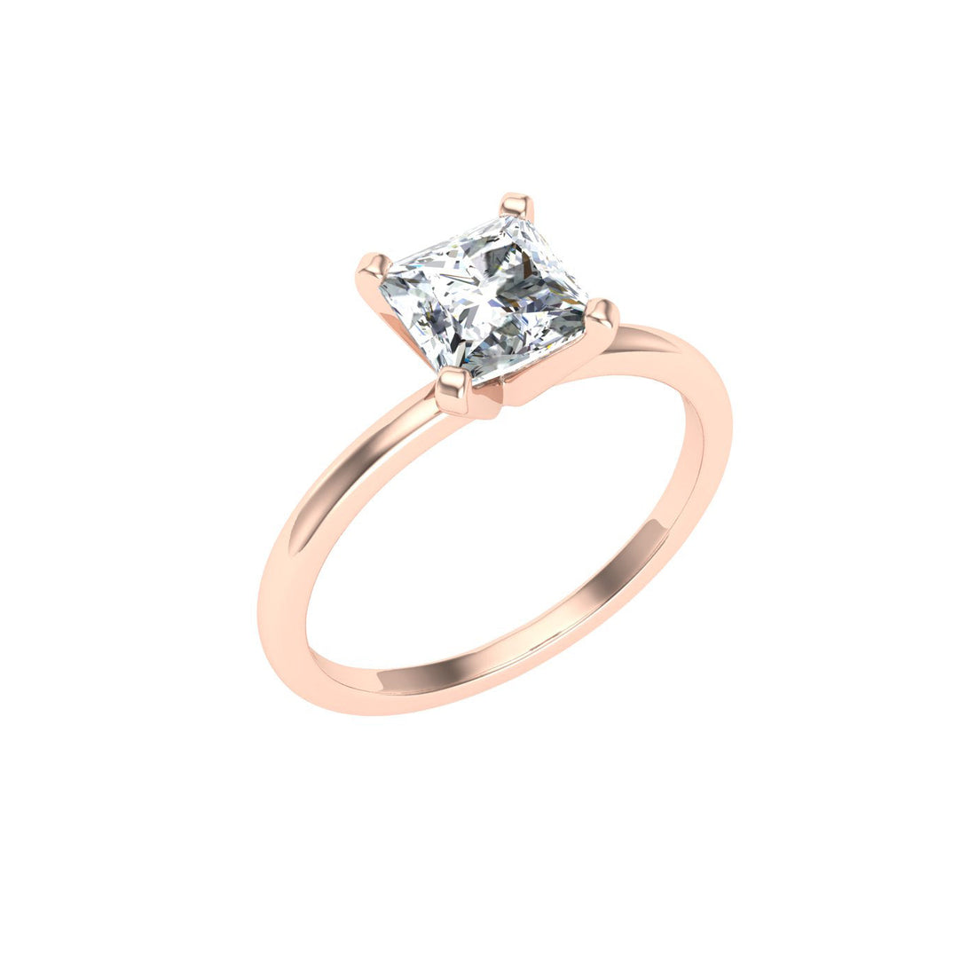 Opulent Princess Solitaire Moissanite Engagement Ring Rose Gold