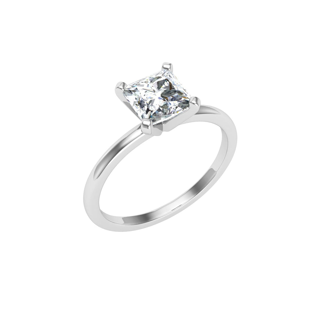 Opulent Princess Solitaire Moissanite Engagement Ring White Gold