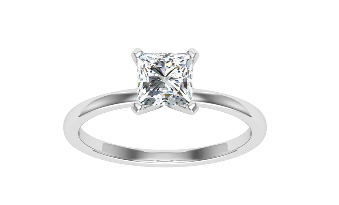 Opulent Princess Solitaire Moissanite Engagement Ring White Gold