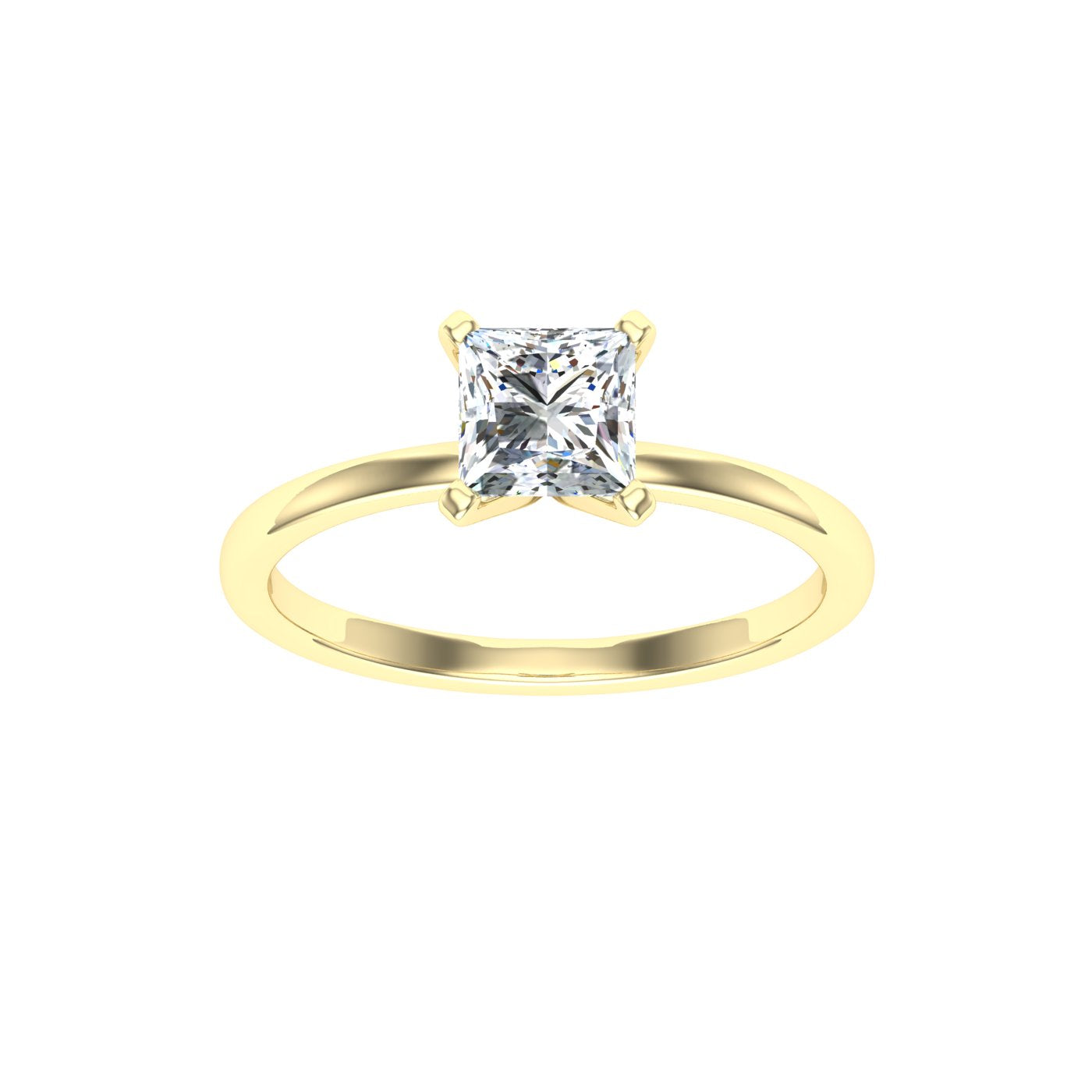 Opulent Princess Solitaire Moissanite Engagement Ring Yellow Gold