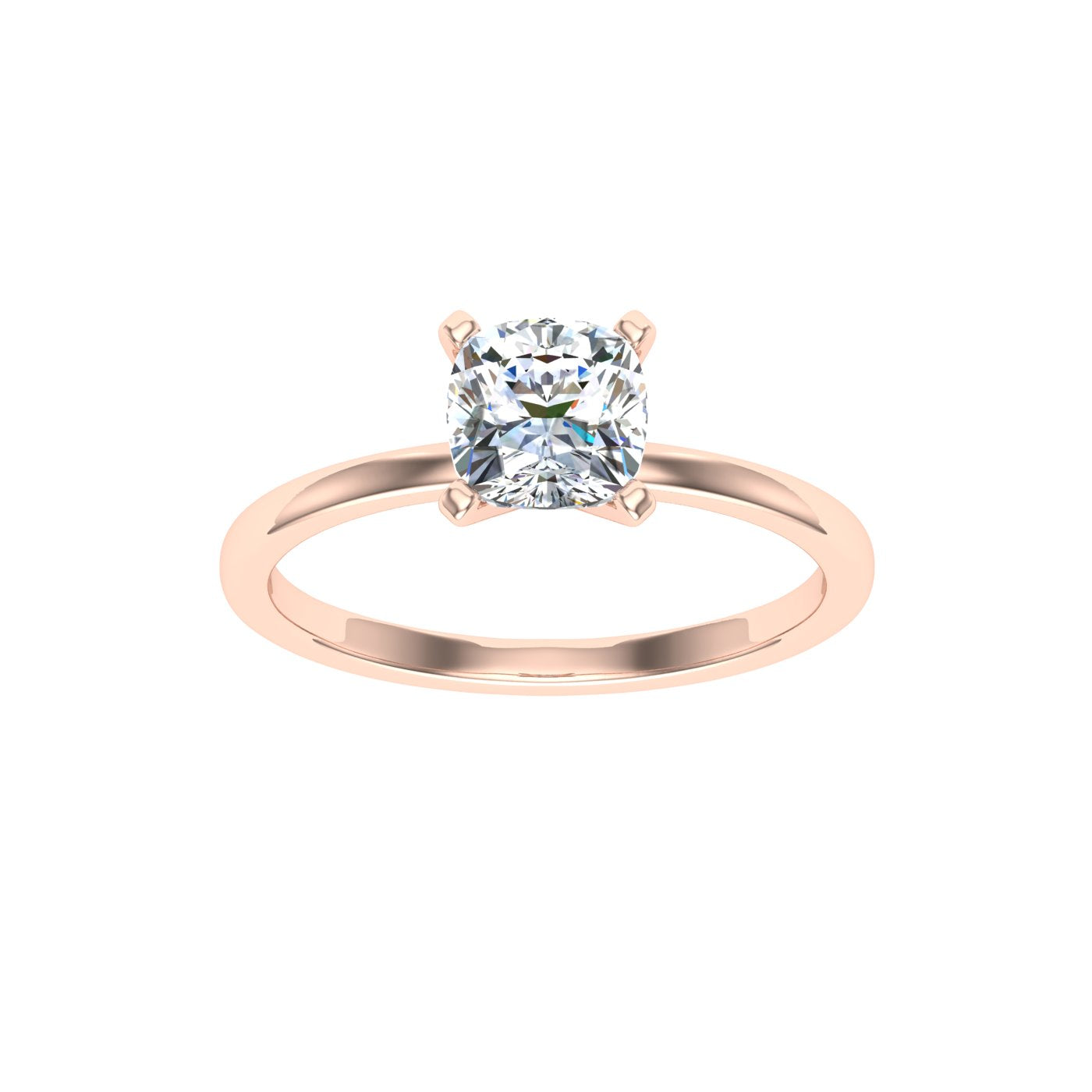 Opus Cushion Solitaire Moissanite Engagement Ring Rose Gold