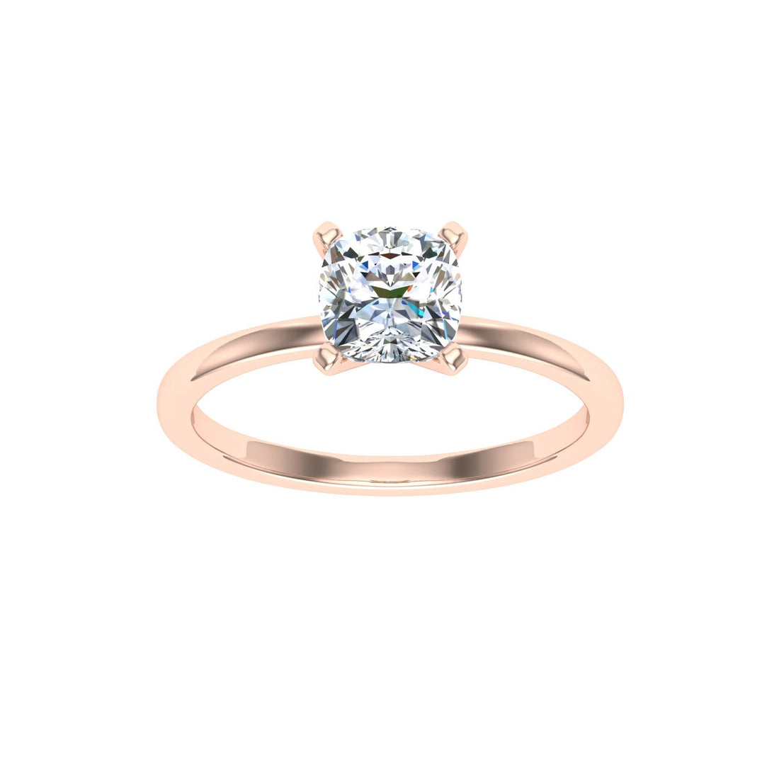 Opus Cushion Solitaire Moissanite Engagement Ring Rose Gold