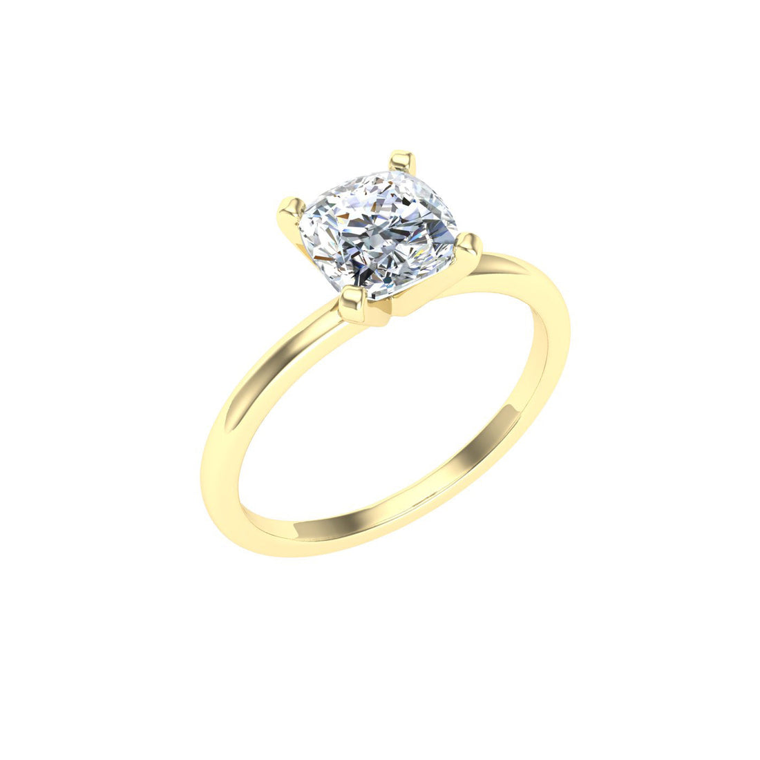 Opus Cushion Solitaire Moissanite Engagement Ring Yellow Gold