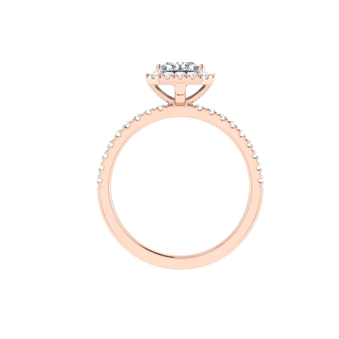 Orbit Radiant Cut Halo Moissanite Engagement Ring Rose Gold