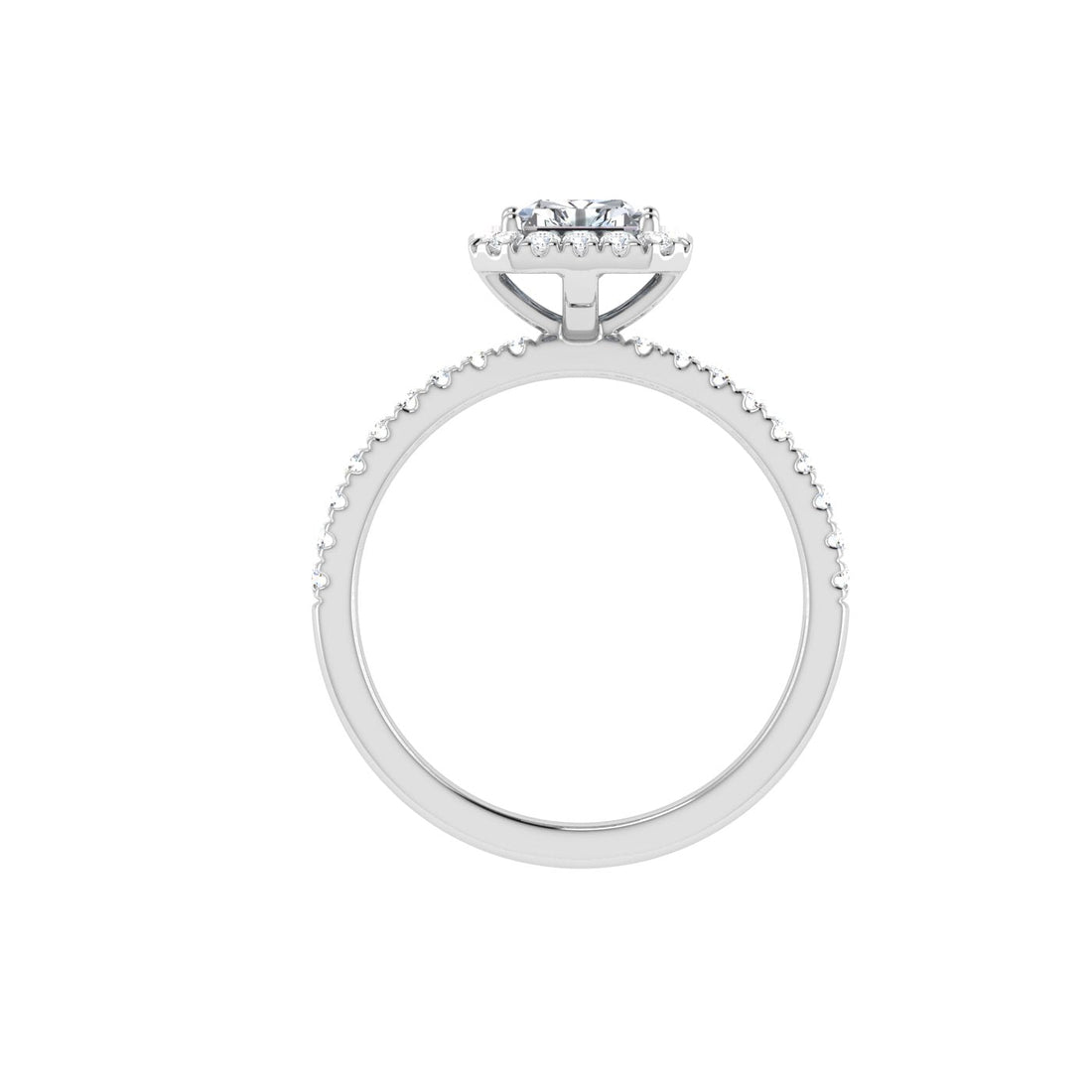 Orbit Radiant Cut Halo Moissanite Engagement Ring White Gold