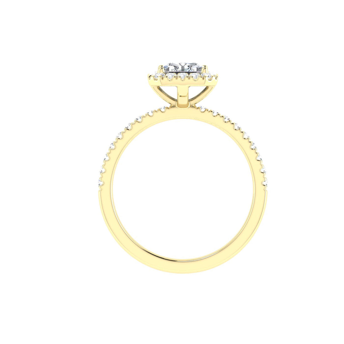 Orbit Radiant Cut Halo Moissanite Engagement Ring Yellow Gold