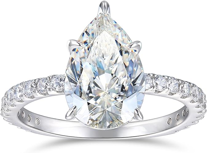 Orchid Pear Cut Side Stones Moissanite Engagement Ring White Gold