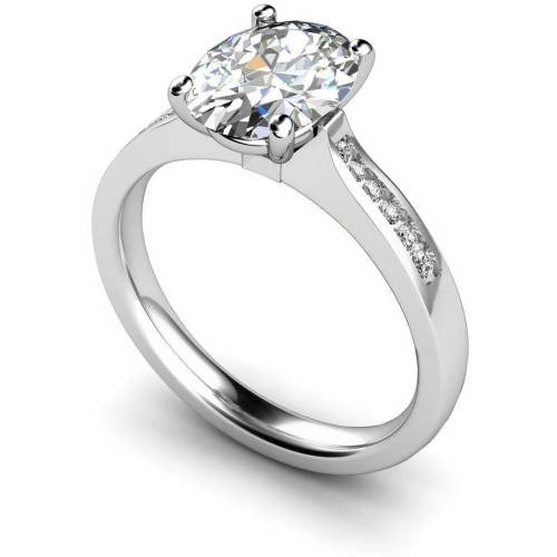 Oval Shoulder Lab Grown Diamond Ring White Gold 