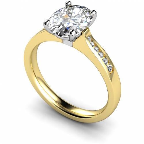 Oval Shoulder Lab Grown Diamond Ring Yelllow Gold